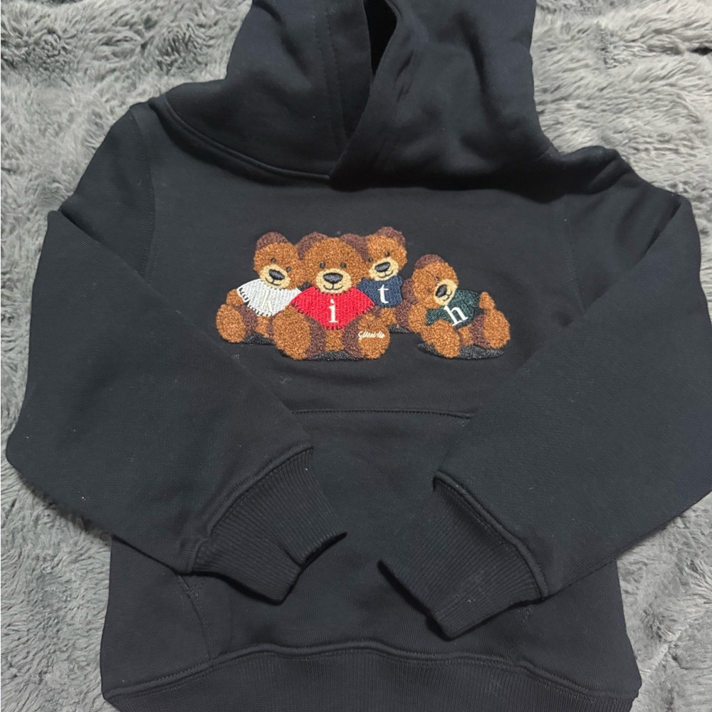 Kith Kids Black Hoodie with Bear Design